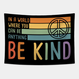Be Kind Peace Sign Tapestry