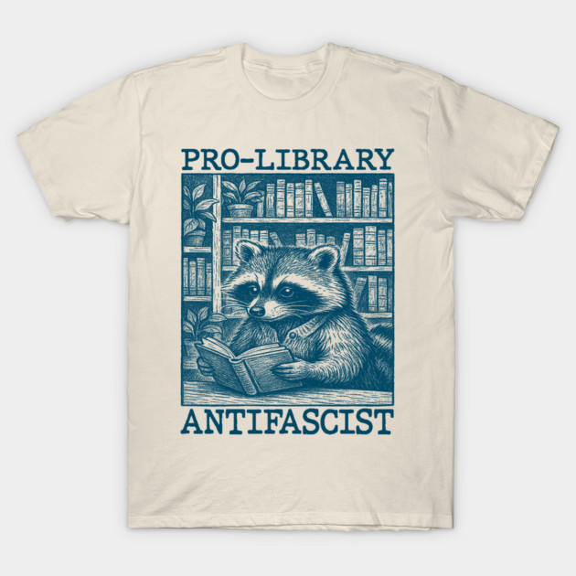 Pro Library Antifascist shirt, public library shirt, unisex tee, leftist libraries shirt, Vintage Raccoon Aesthetic T-Shirt