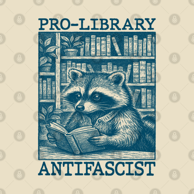 Pro Library Antifascist shirt, public library shirt, unisex tee, leftist libraries shirt, Vintage Raccoon Aesthetic T-Shirt