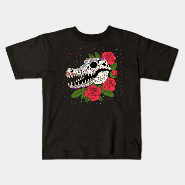 June's Rose & Crocodile Skull Kids T-Shirt by H. R. Sinclair