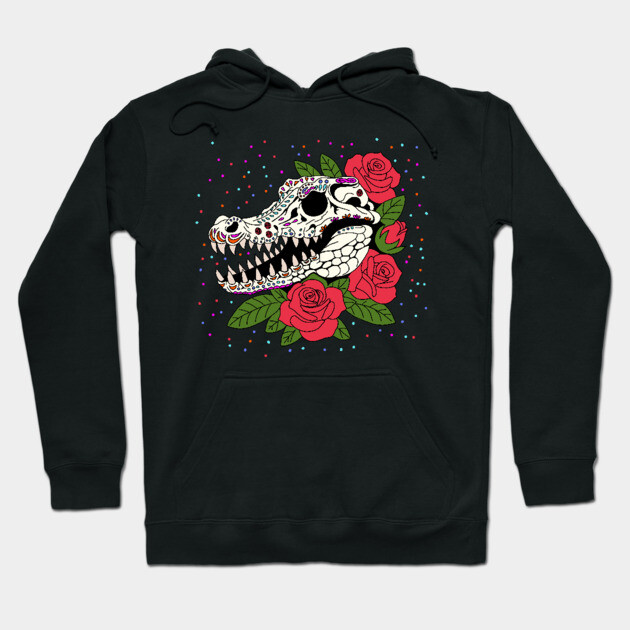 June's Rose & Crocodile Skull Hoodie by H. R. Sinclair