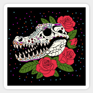 June's Rose & Crocodile Skull Sticker
