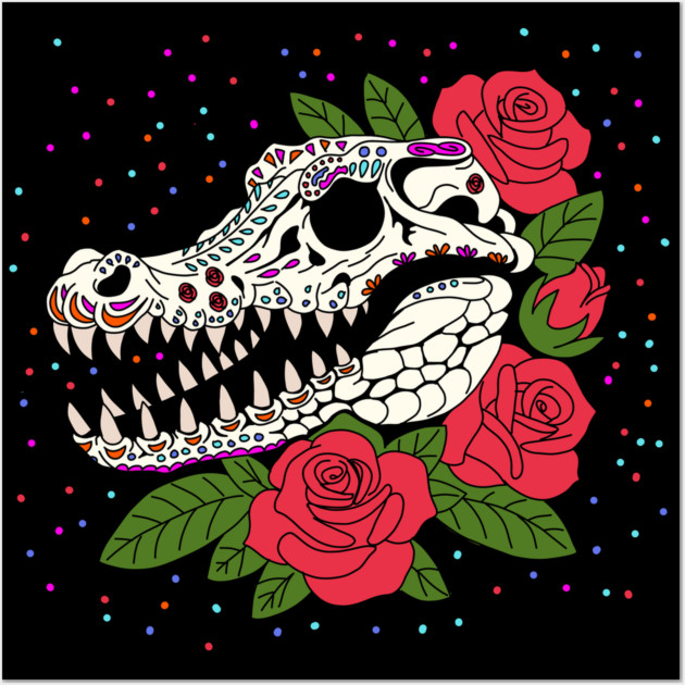 June's Rose & Crocodile Skull Wall Art by H. R. Sinclair