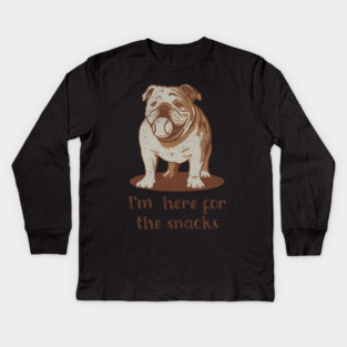 Here for the Snacks Cheeky Bulldog Kids Long Sleeve T-Shirt