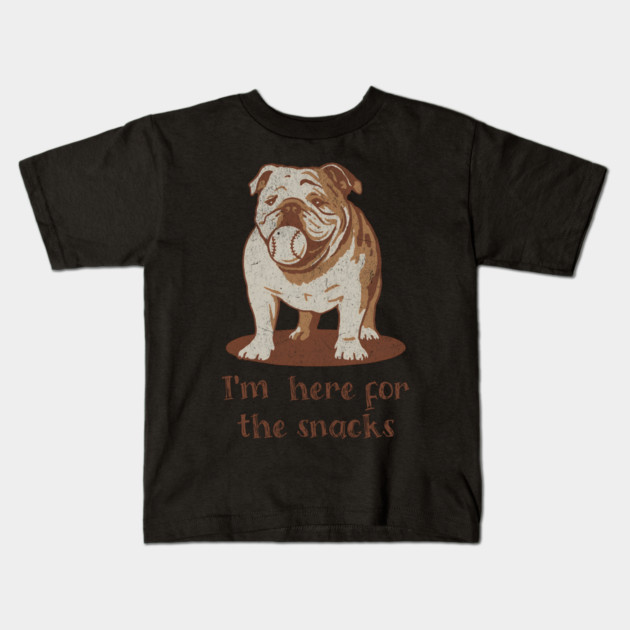 Here for the Snacks Cheeky Bulldog Kids T-Shirt by DonWillisJrArt