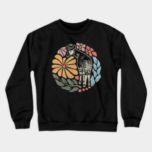 Vintage Okapi - Retro Floral Forest Giraffe Crewneck Sweatshirt