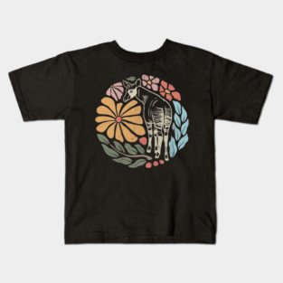 Vintage Okapi - Retro Floral Forest Giraffe Kids T-Shirt