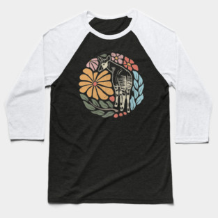 Vintage Okapi - Retro Floral Forest Giraffe Baseball T-Shirt