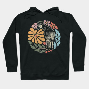 Vintage Okapi - Retro Floral Forest Giraffe Hoodie