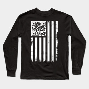 QR Code Trump Dance USA Flag Distressed Long Sleeve T-Shirt
