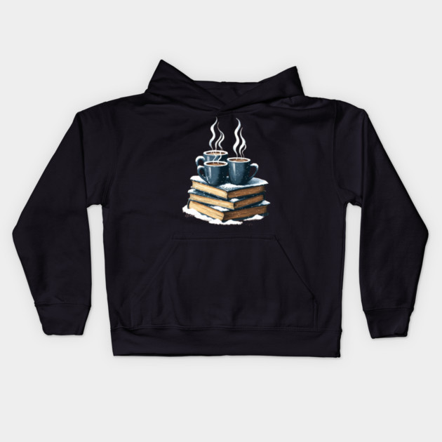coffee books and snow Kids Hoodie by SR8891