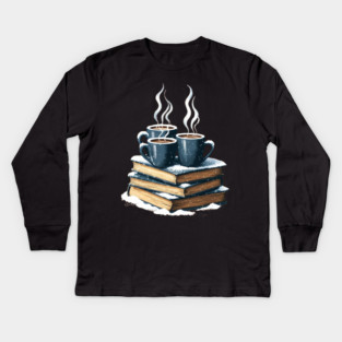 coffee books and snow Kids Long Sleeve T-Shirt