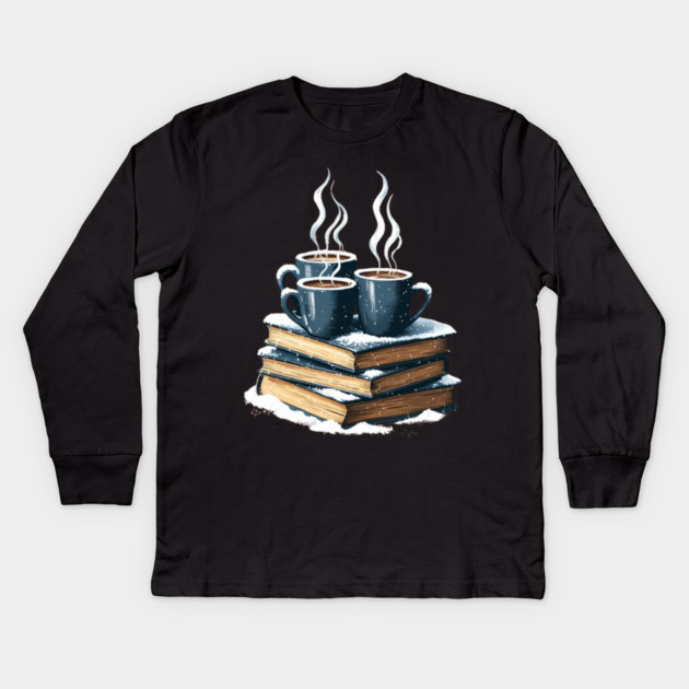 coffee books and snow Kids Long Sleeve T-Shirt by SR8891