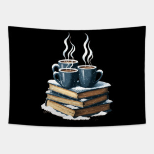 coffee books and snow Tapestry