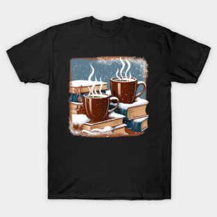 books coffee and snow T-Shirt