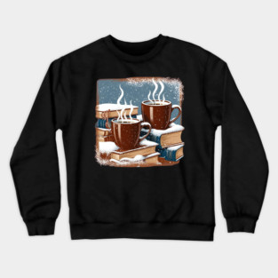 books coffee and snow Crewneck Sweatshirt