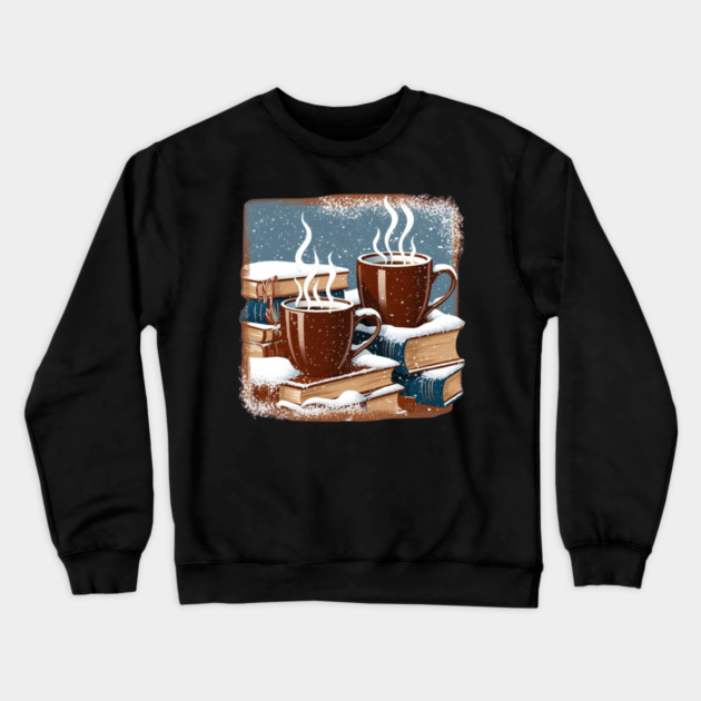 books coffee and snow Crewneck Sweatshirt by SR8891