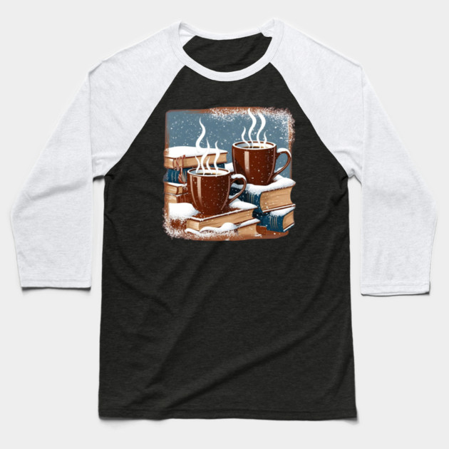 books coffee and snow Baseball T-Shirt by SR8891