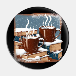 books coffee and snow Pin