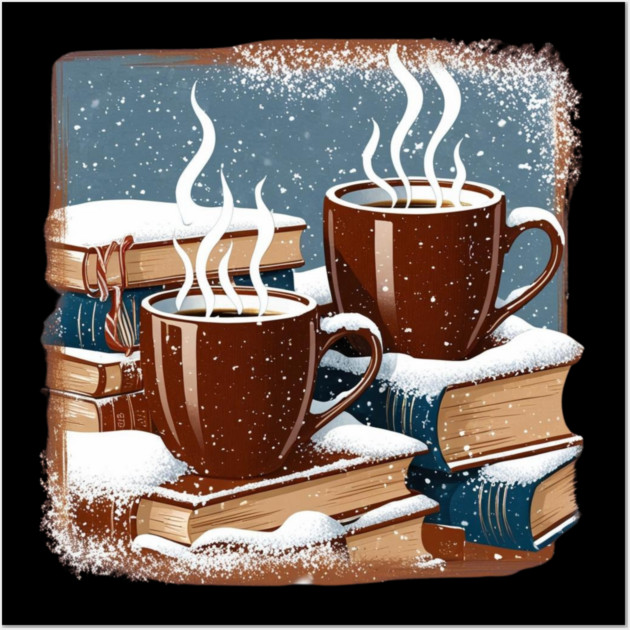 books coffee and snow Wall Art by SR8891