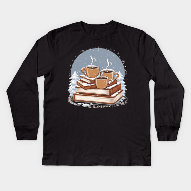 lover book coffee with snow life Kids Long Sleeve T-Shirt by SR8891