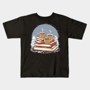 lover book coffee with snow life Kids T-Shirt
