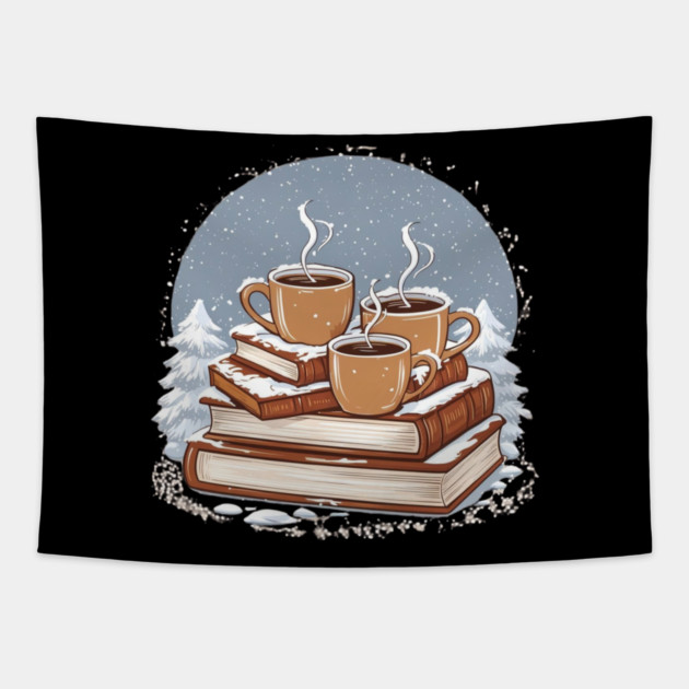 lover book coffee with snow life Tapestry by SR8891
