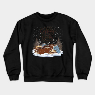 books coffee happy snow Crewneck Sweatshirt