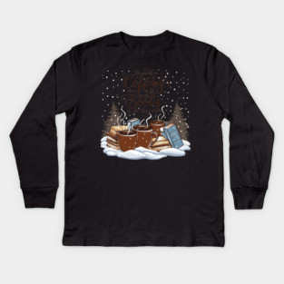 books coffee happy snow Kids Long Sleeve T-Shirt