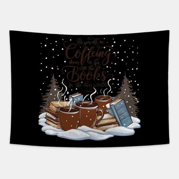 books coffee happy snow Tapestry by SR8891