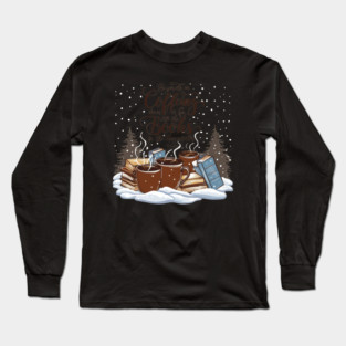 books coffee happy snow Long Sleeve T-Shirt