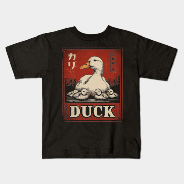 Mother Duck and her Ducklings - Ukiyo-e Style Kids T-Shirt by TuncGK