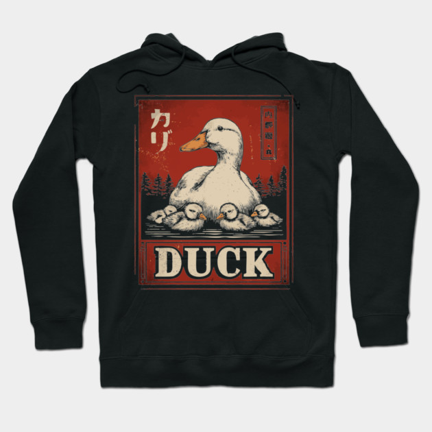 Mother Duck and her Ducklings - Ukiyo-e Style Hoodie by TuncGK