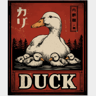 Mother Duck and her Ducklings - Ukiyo-e Style Posters and Art