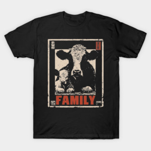 Cow and her Baby Calf - Ukiyo-e Style T-Shirt