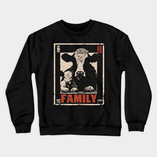 Cow and her Baby Calf - Ukiyo-e Style Crewneck Sweatshirt