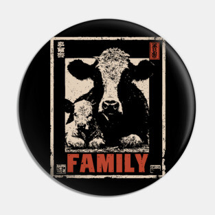 Cow and her Baby Calf - Ukiyo-e Style Pin