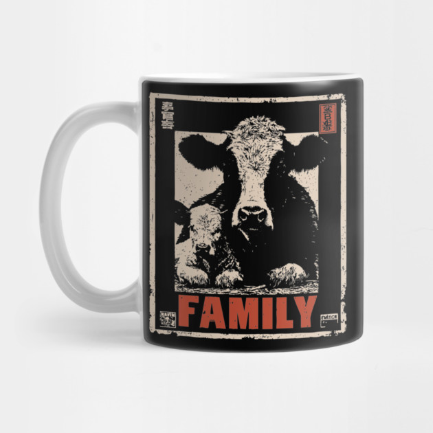 Cow and her Baby Calf - Ukiyo-e Style by TuncGK