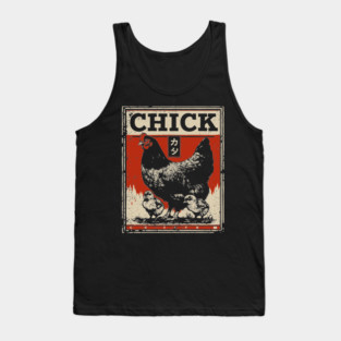 Chicken & her Baby Chicks - Ukiyo-e Style Tank Top