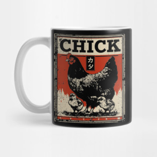 Chicken & her Baby Chicks - Ukiyo-e Style Mug
