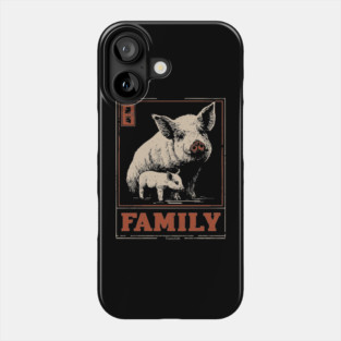 Pig Family - Japanese Woodblock Print Phone Case