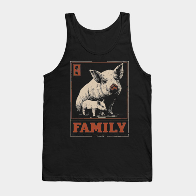 Pig Family - Japanese Woodblock Print Tank Top by TuncGK