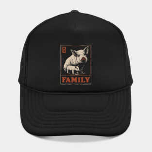 Pig Family - Japanese Woodblock Print Hat