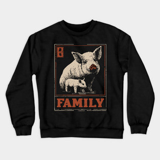 Pig Family - Japanese Woodblock Print Crewneck Sweatshirt