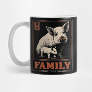 Pig Family - Japanese Woodblock Print Mug