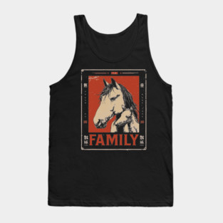 Horse Family - Rustic Vintage Ukiyo-e Design Tank Top