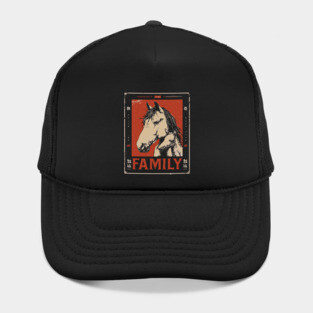Horse Family - Rustic Vintage Ukiyo-e Design Hat