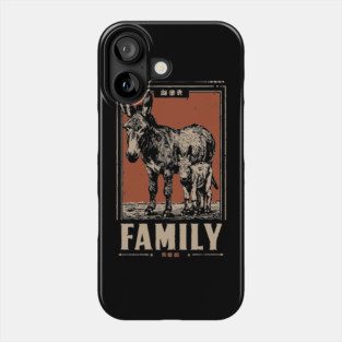 Donkey Family - Rustic Vintage Ukiyo-e Style Phone Case
