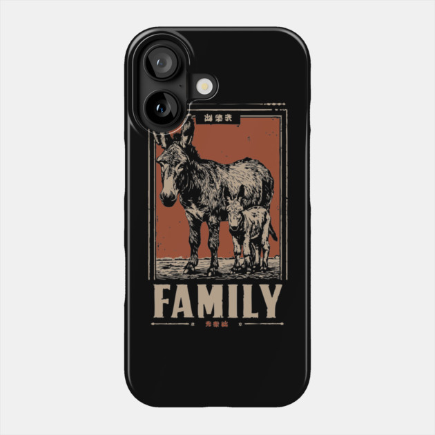 Donkey Family - Rustic Vintage Ukiyo-e Style Phone Case by TuncGK
