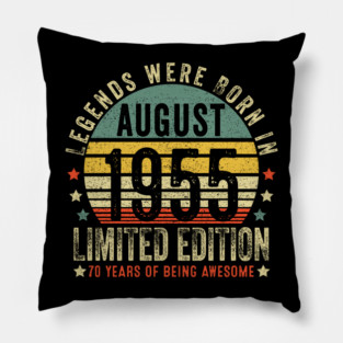 70th Birthday Gifts Vintage August 1955 70 Years Old For Men Pillow